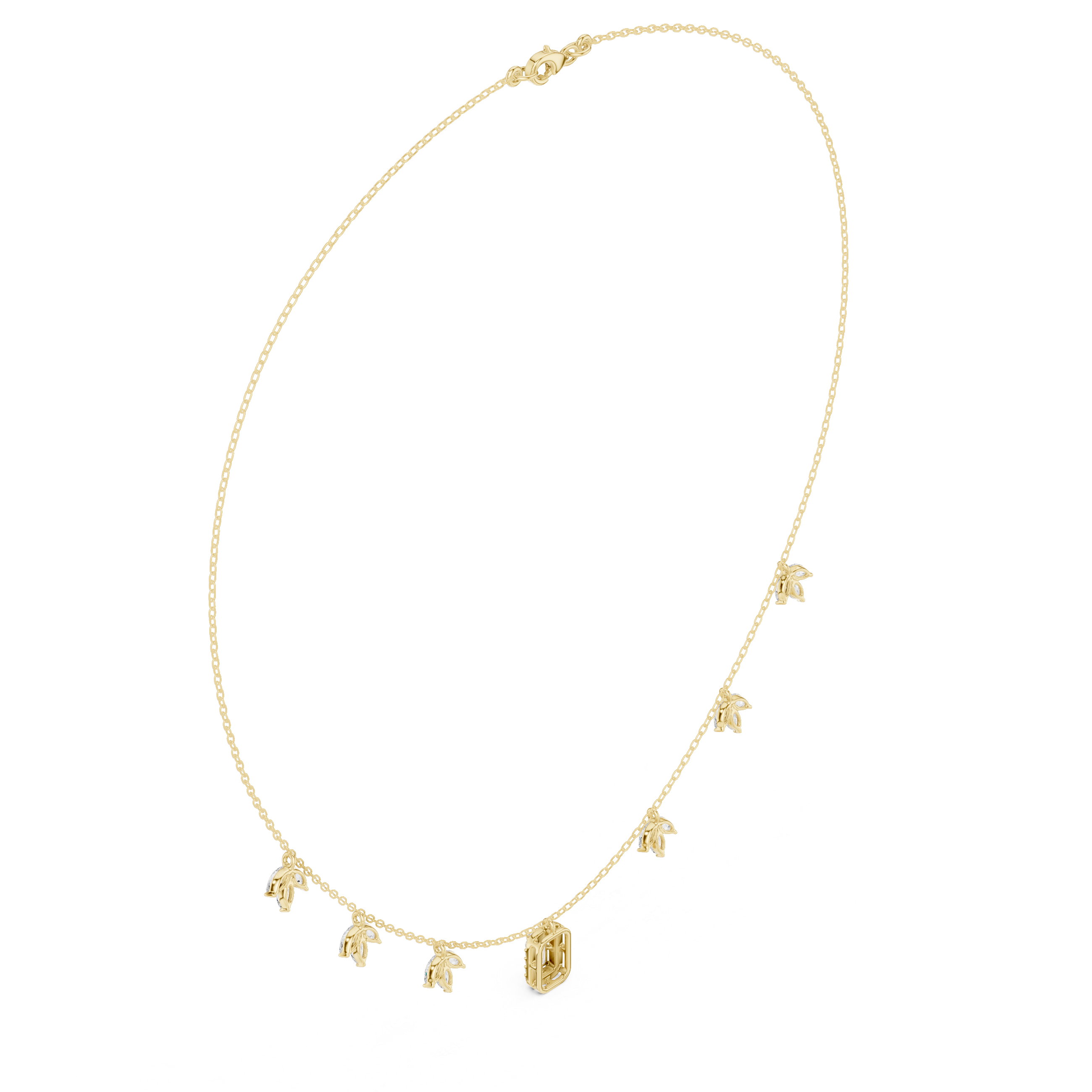 Marquise Circular Baguette Lab Grown Necklace