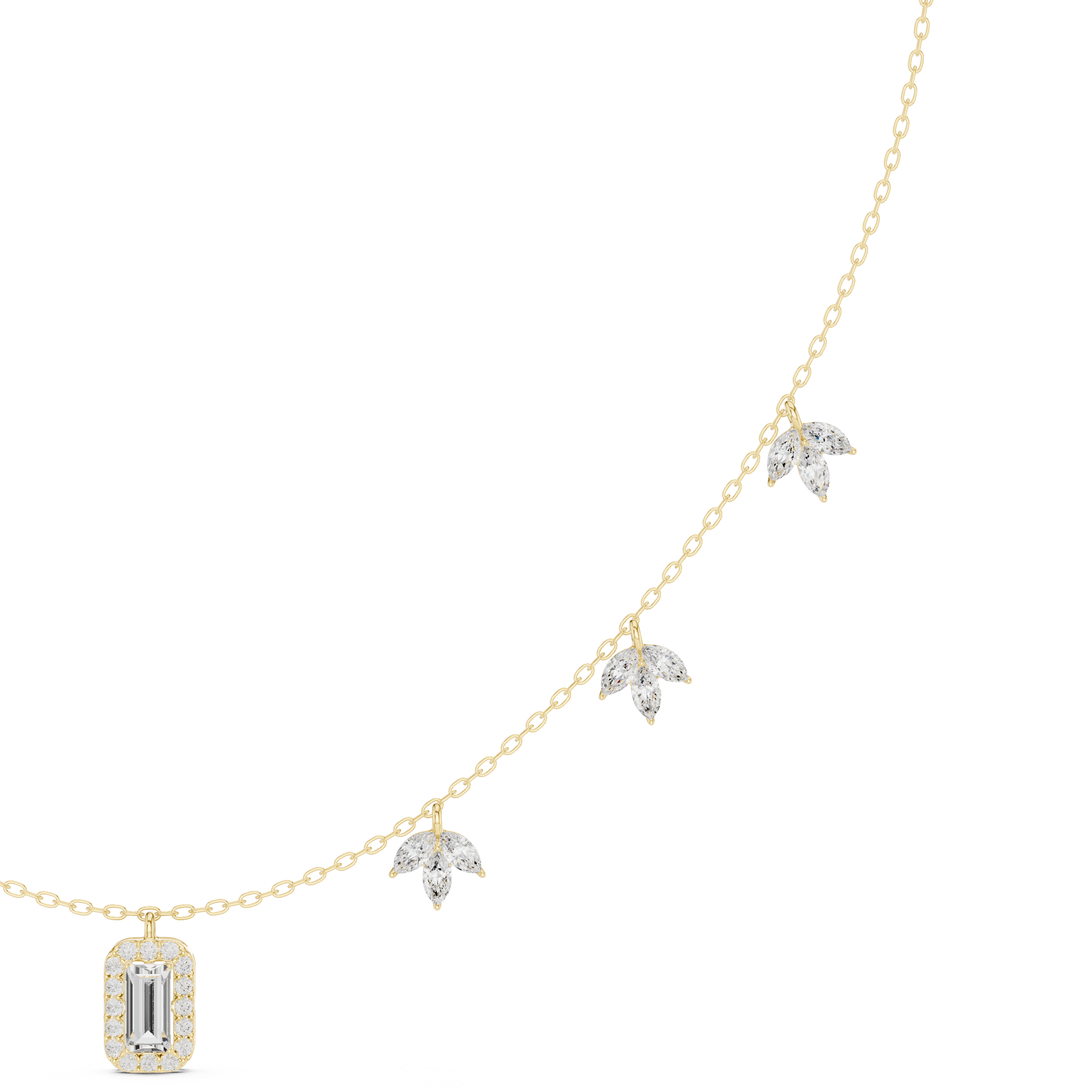 Marquise Circular Baguette Lab Grown Necklace