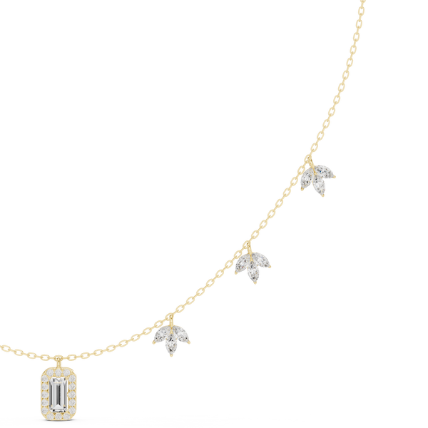 Marquise Circular Baguette Lab Grown Necklace