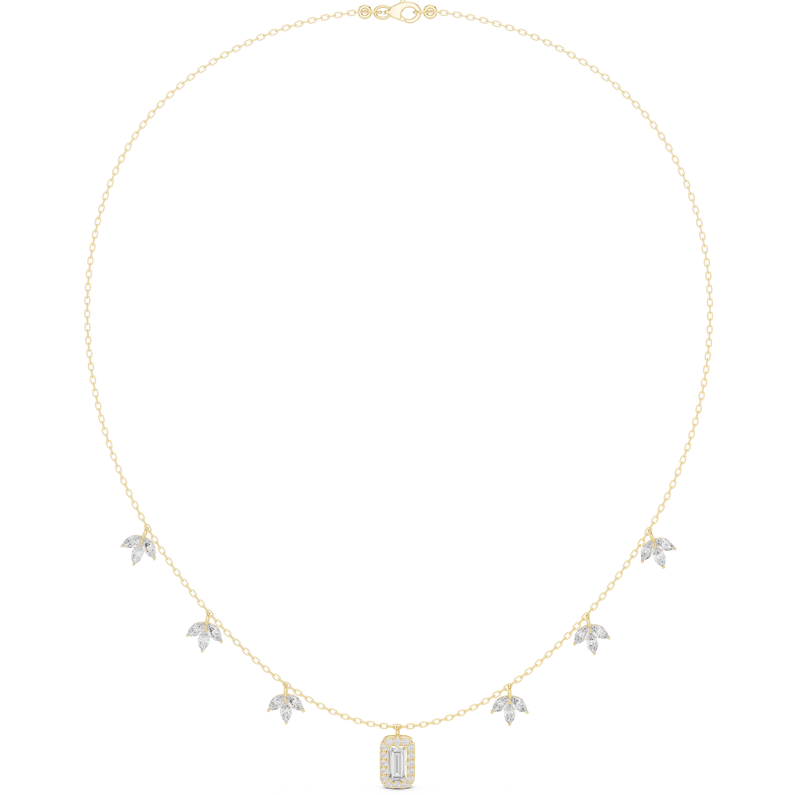 Marquise Circular Baguette Lab Grown Necklace