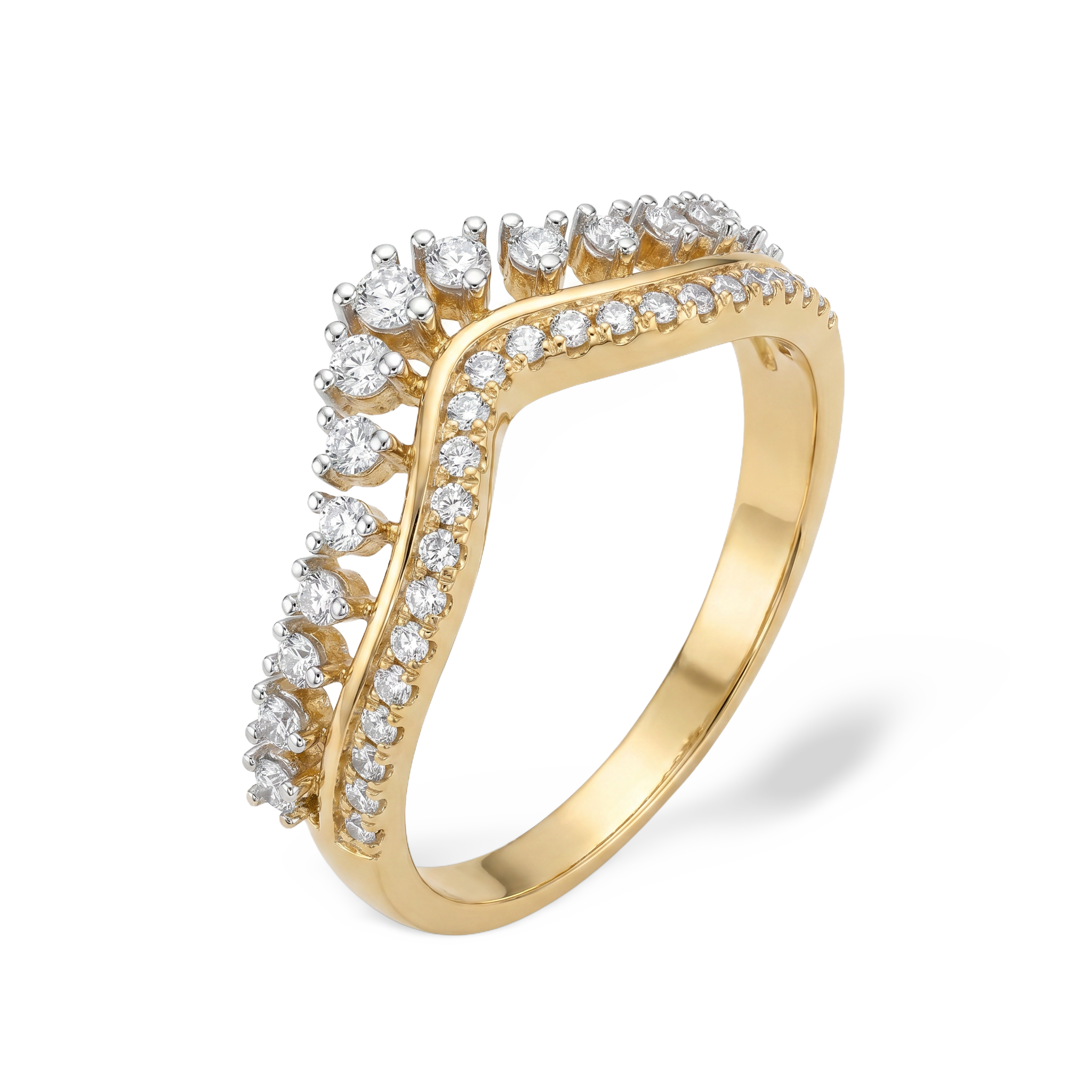Double Row Curved Crown Lab Grown Diamond Ring