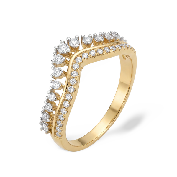 Double Row Curved Crown Lab Grown Diamond Ring