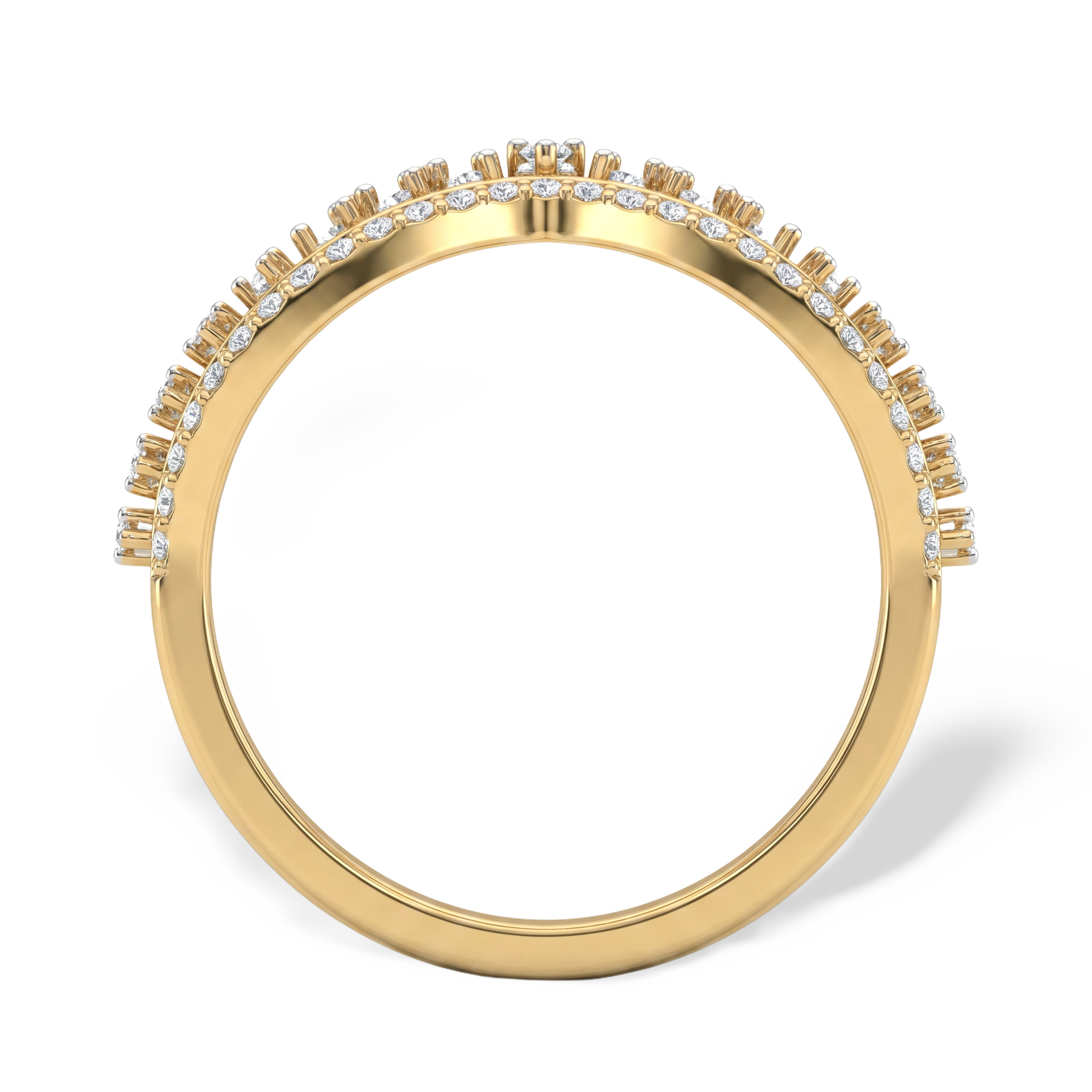 Double Row Curved Crown Lab Grown Diamond Ring