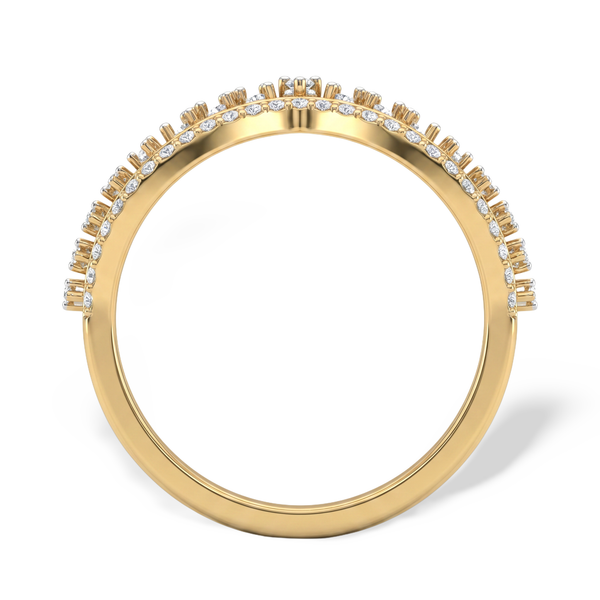 Double Row Curved Crown Lab Grown Diamond Ring