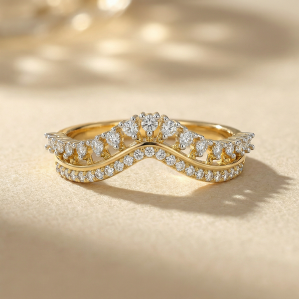 Double Row Curved Crown Lab Grown Diamond Ring
