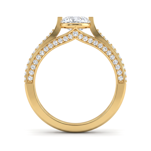 Pavé Split Cathedral Round Solitaire Ring