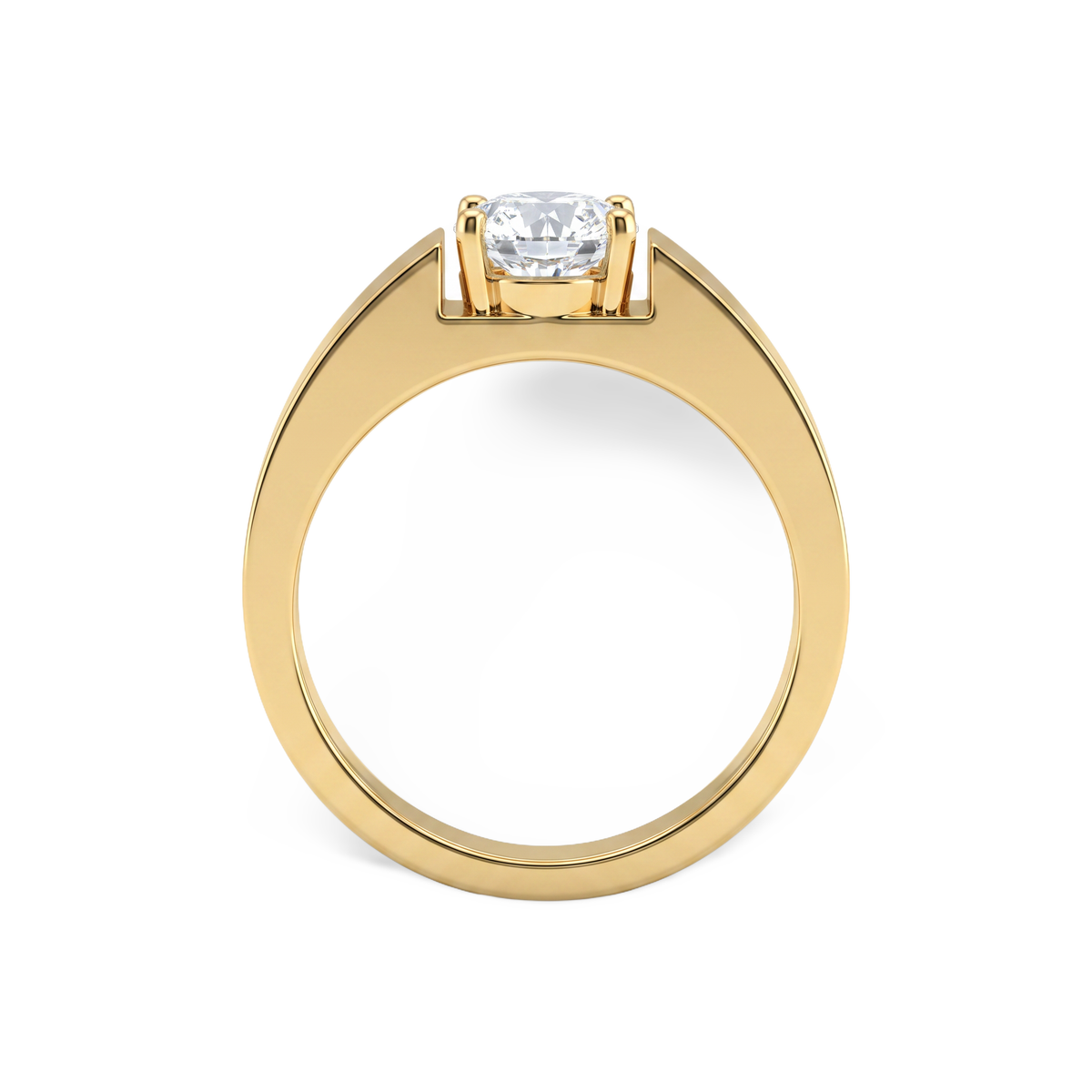 Polished Solitaire Round Lab-Grown Diamond Men's Ring