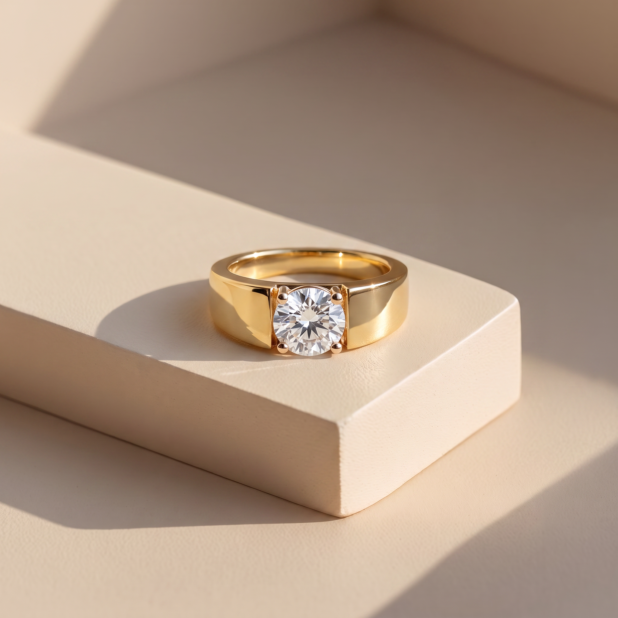 Men's Matte Round Lab Grown Diamond Ring