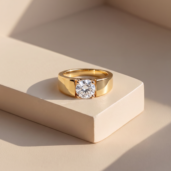 Men's Matte Round Lab Grown Diamond Ring