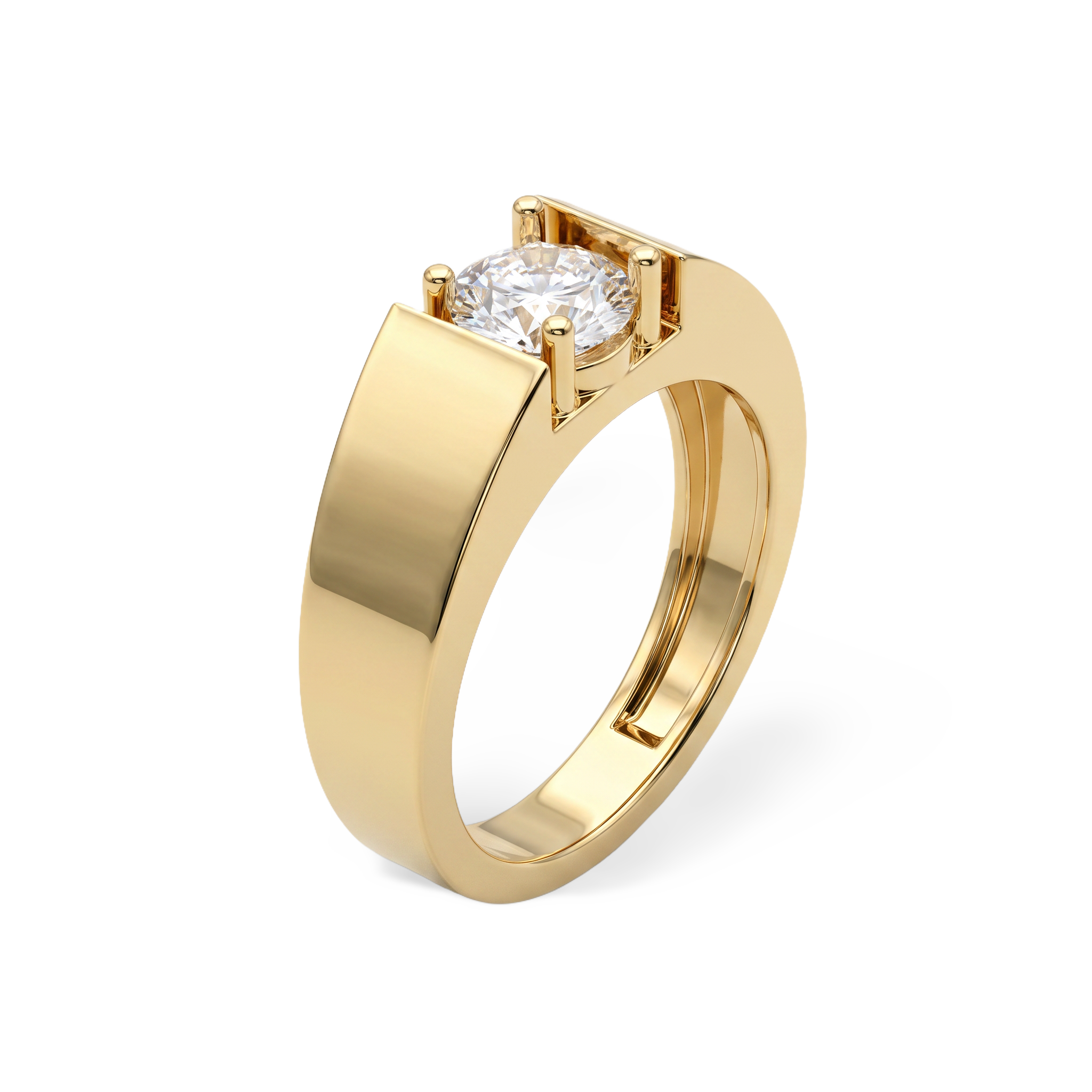 Men's Matte Round Lab Grown Diamond Ring