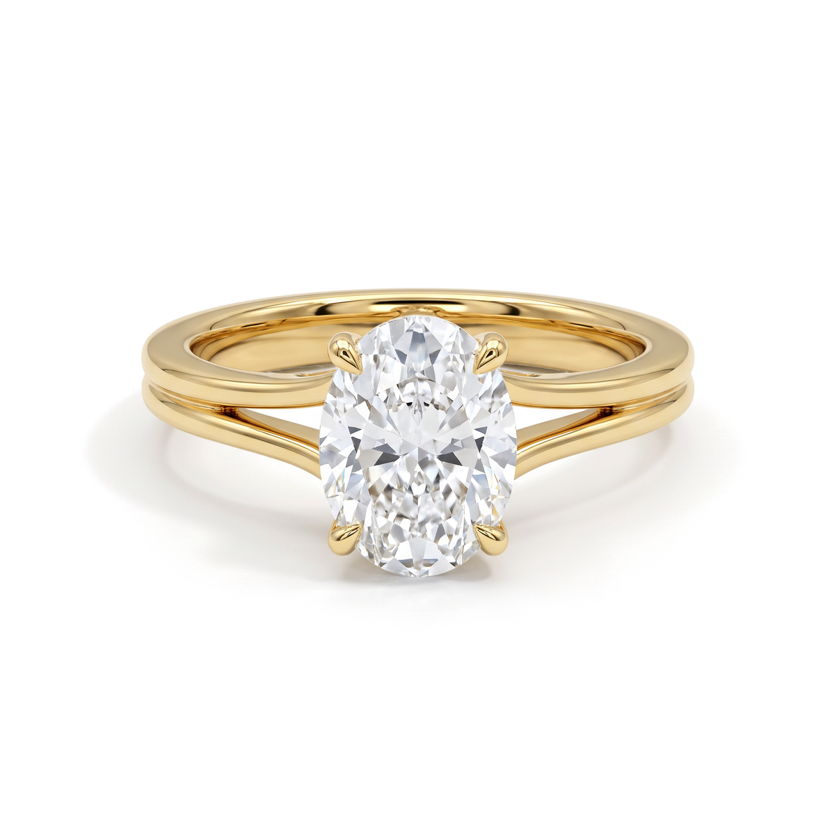 Split Shoulder Oval Solitaire Ring