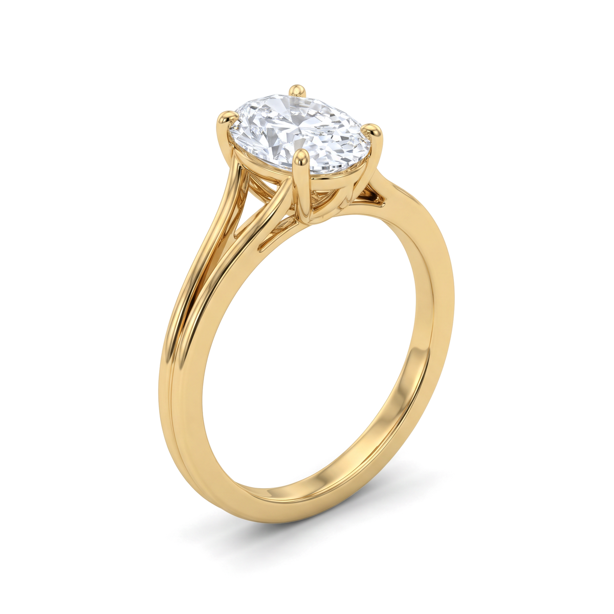 Split Shoulder Oval Solitaire Ring