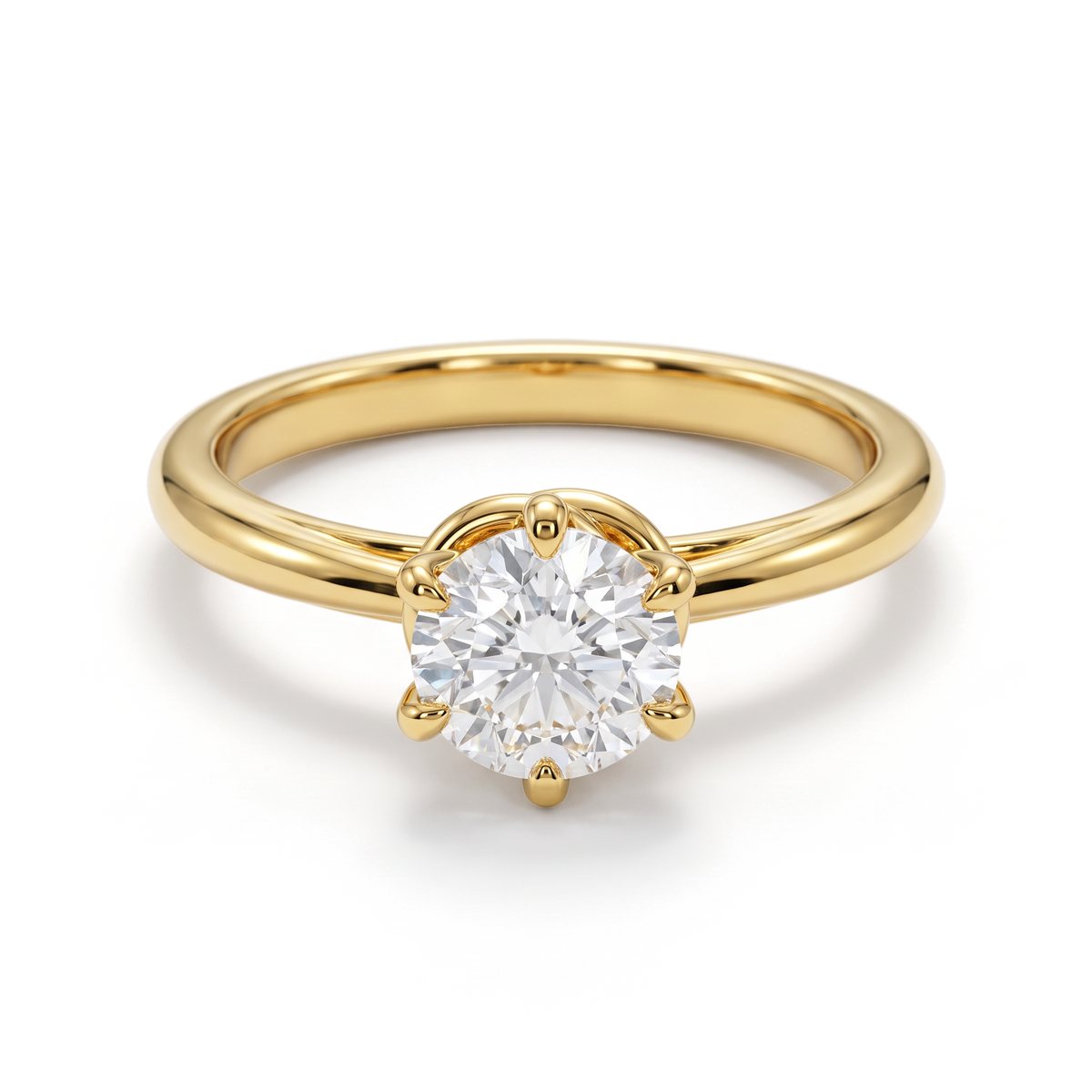 Twisted Collar Round Solitaire Ring
