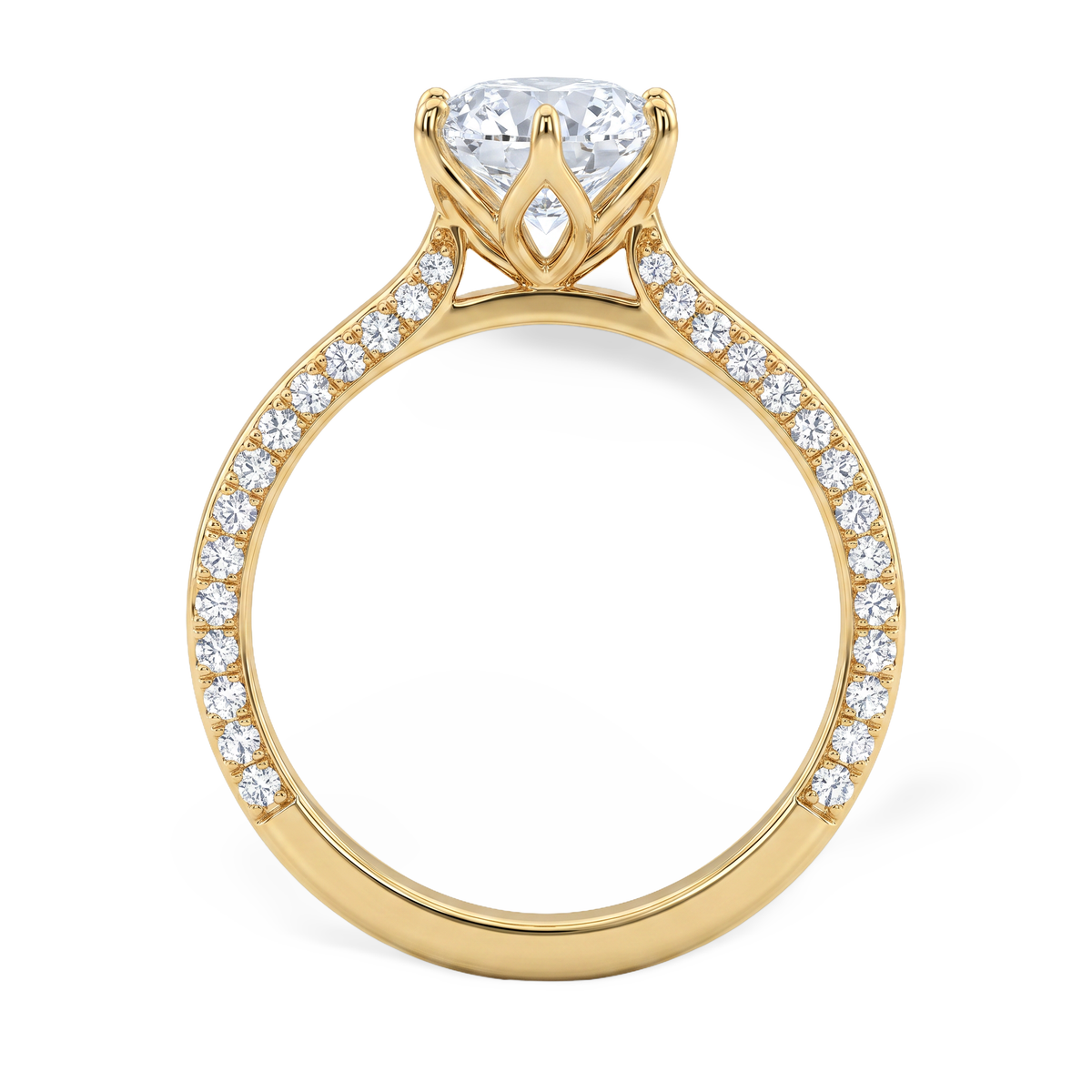 Pavé Tapered Round Lab-Grown Diamond Solitaire Ring