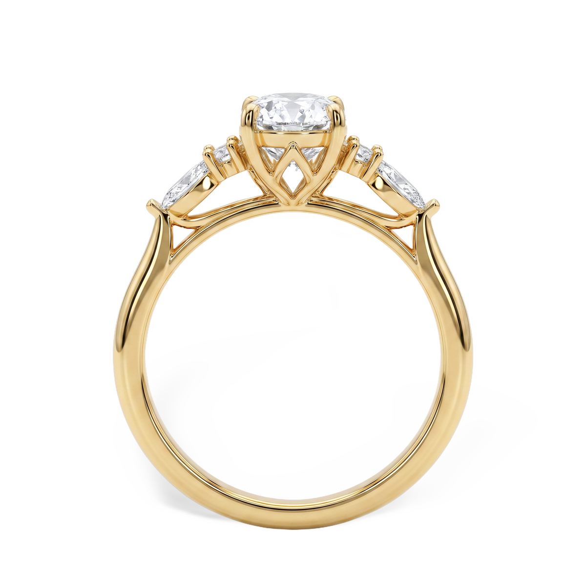 Marquise Accent Oval Solitaire Lab Grown Diamond Ring