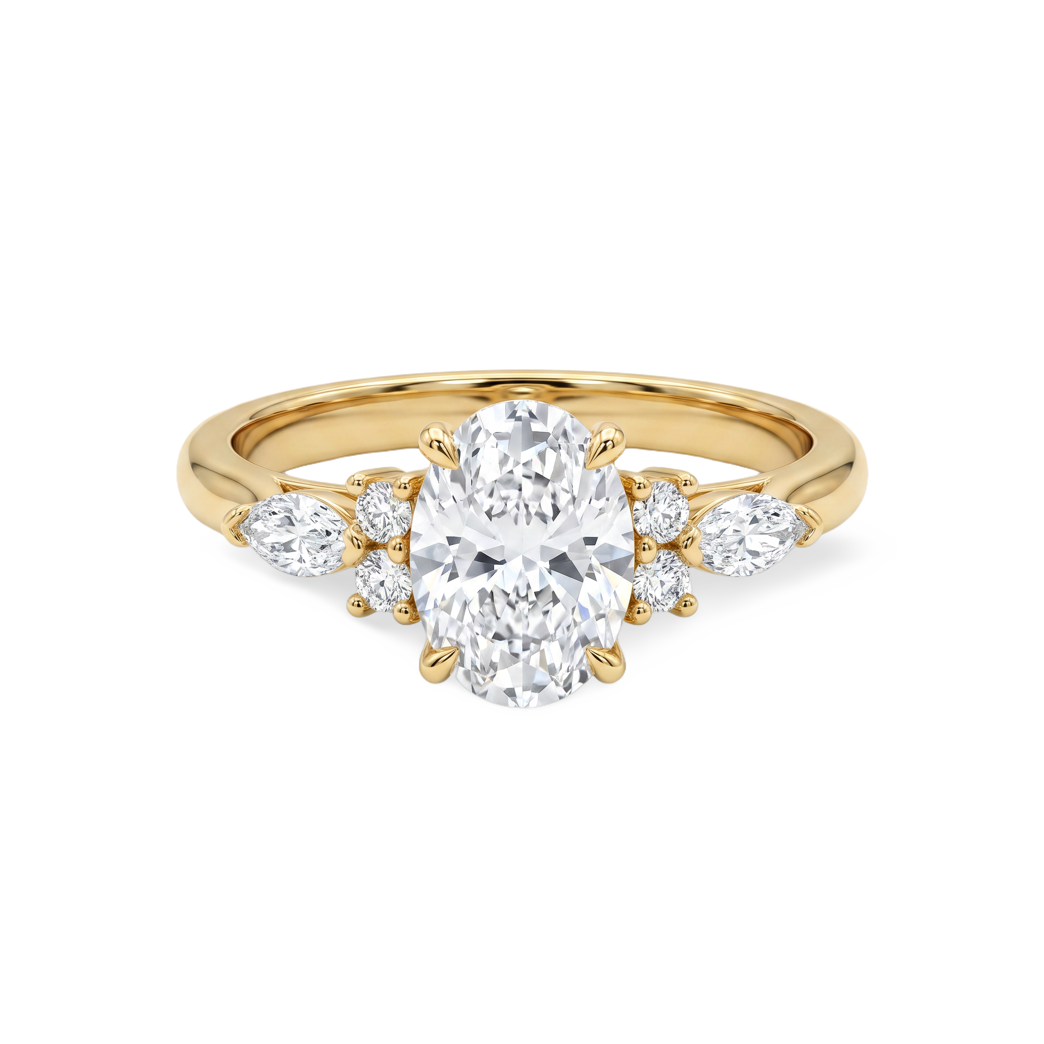 Oval Solitaire Marquise Accent Lab Grown Diamond