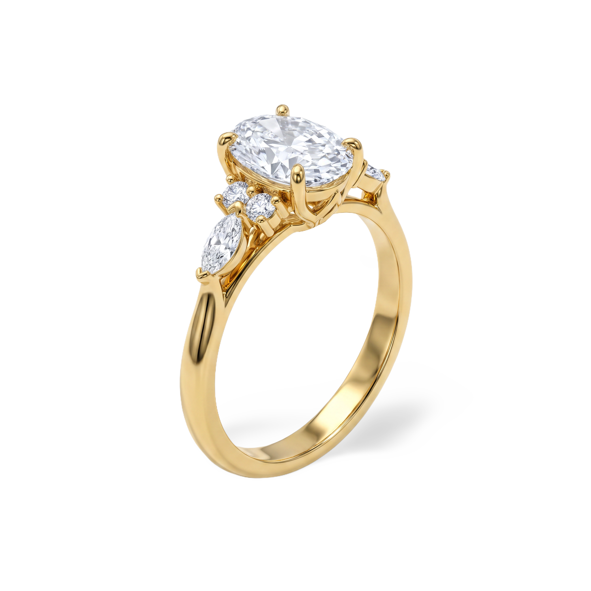 Oval Solitaire Marquise Accent Lab Grown Diamond