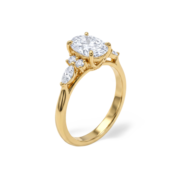 Oval Solitaire Marquise Accent Lab Grown Diamond