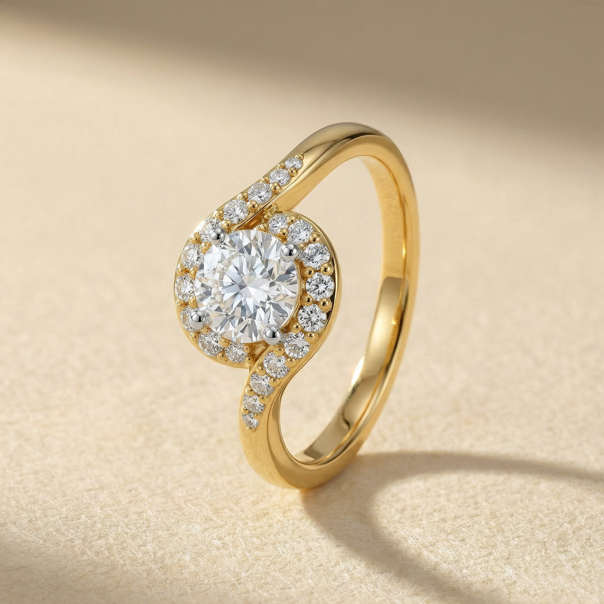 Petite Halo Accent Lab Grown Diamond Ring