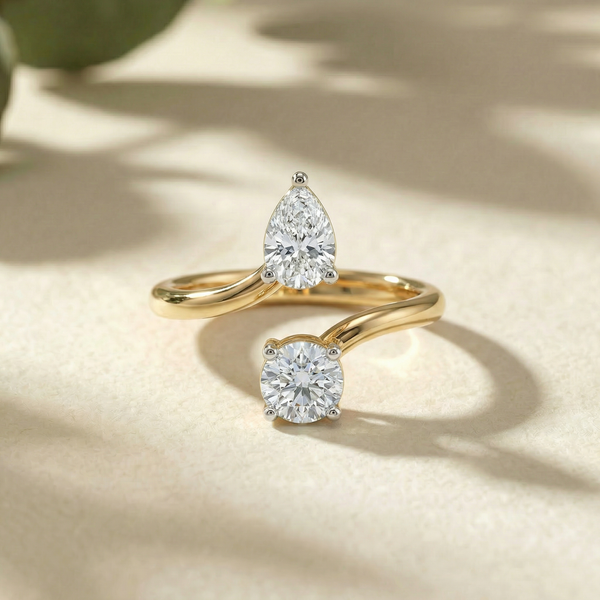 Open Wrap Two Stone Lab Grown Diamond Ring