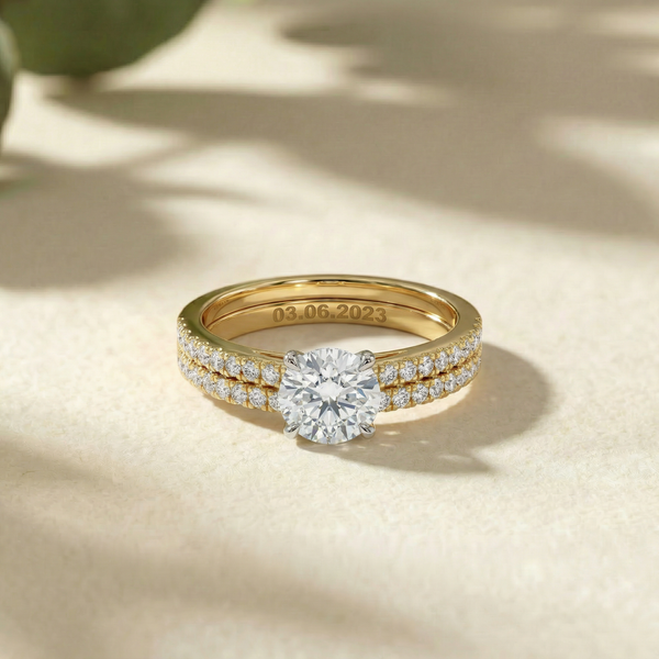Double Row Pavé Solitaire Lab Grown Diamond Ring