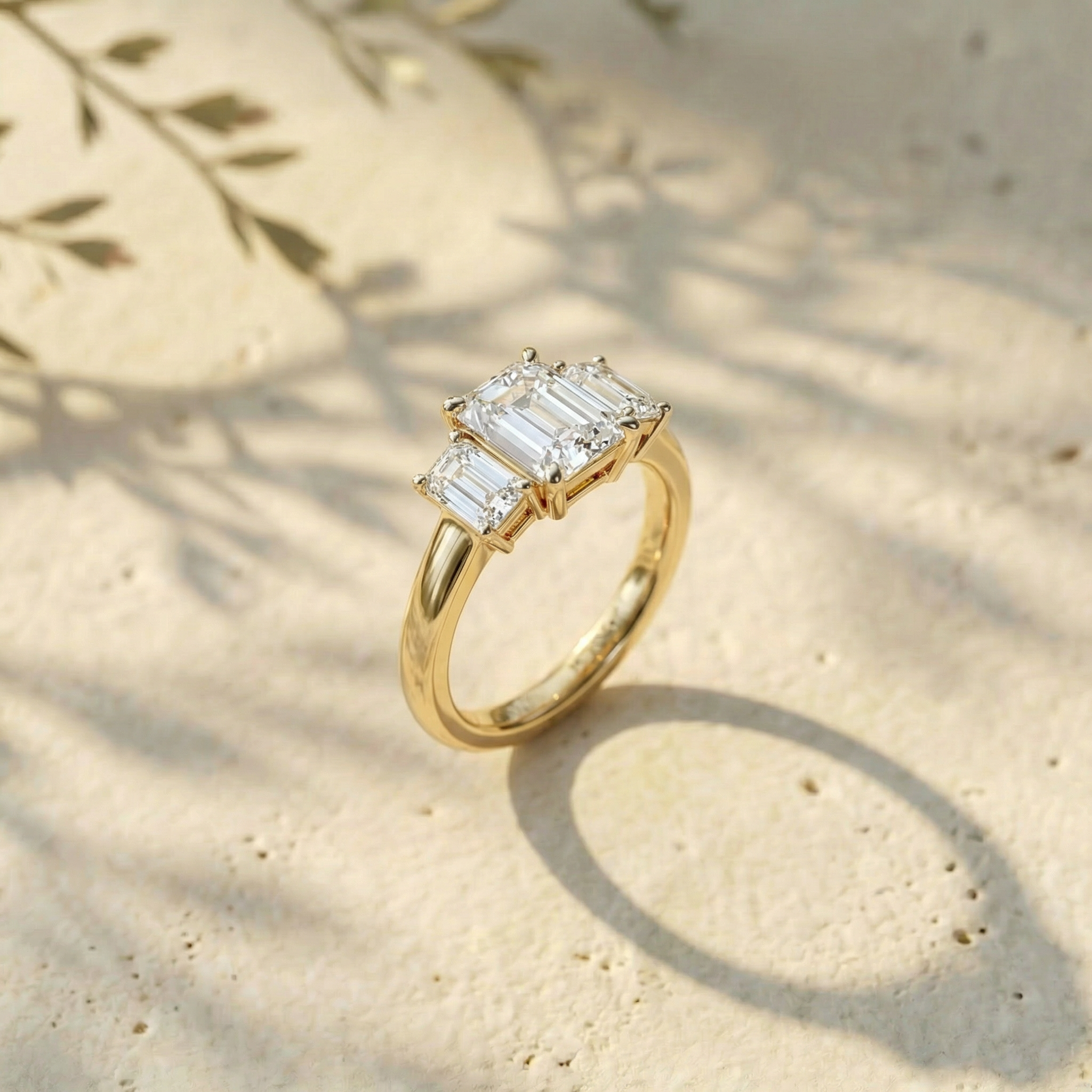 Emerald Cut Side Baguette Lab Grown Diamond Ring