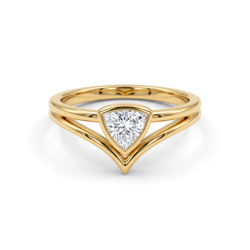 Chevron Split-Band Trillion Solitaire Diamond Ring