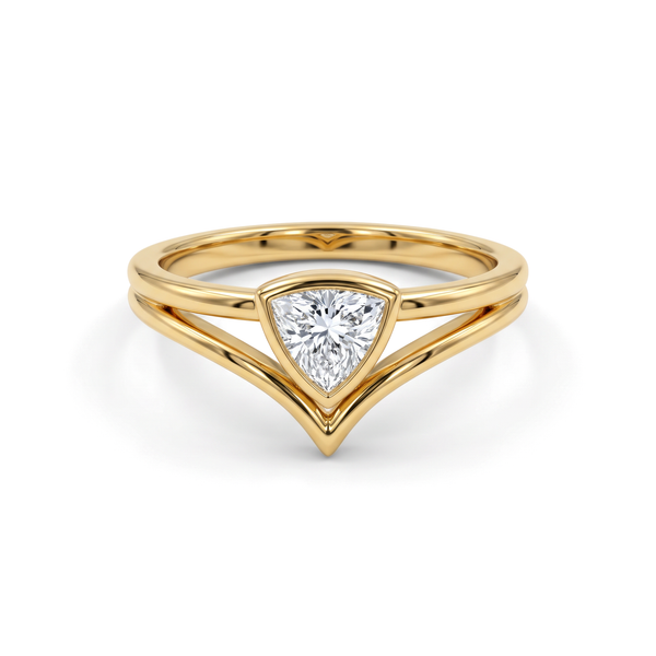 Chevron Split-Band Trillion Solitaire Diamond Ring