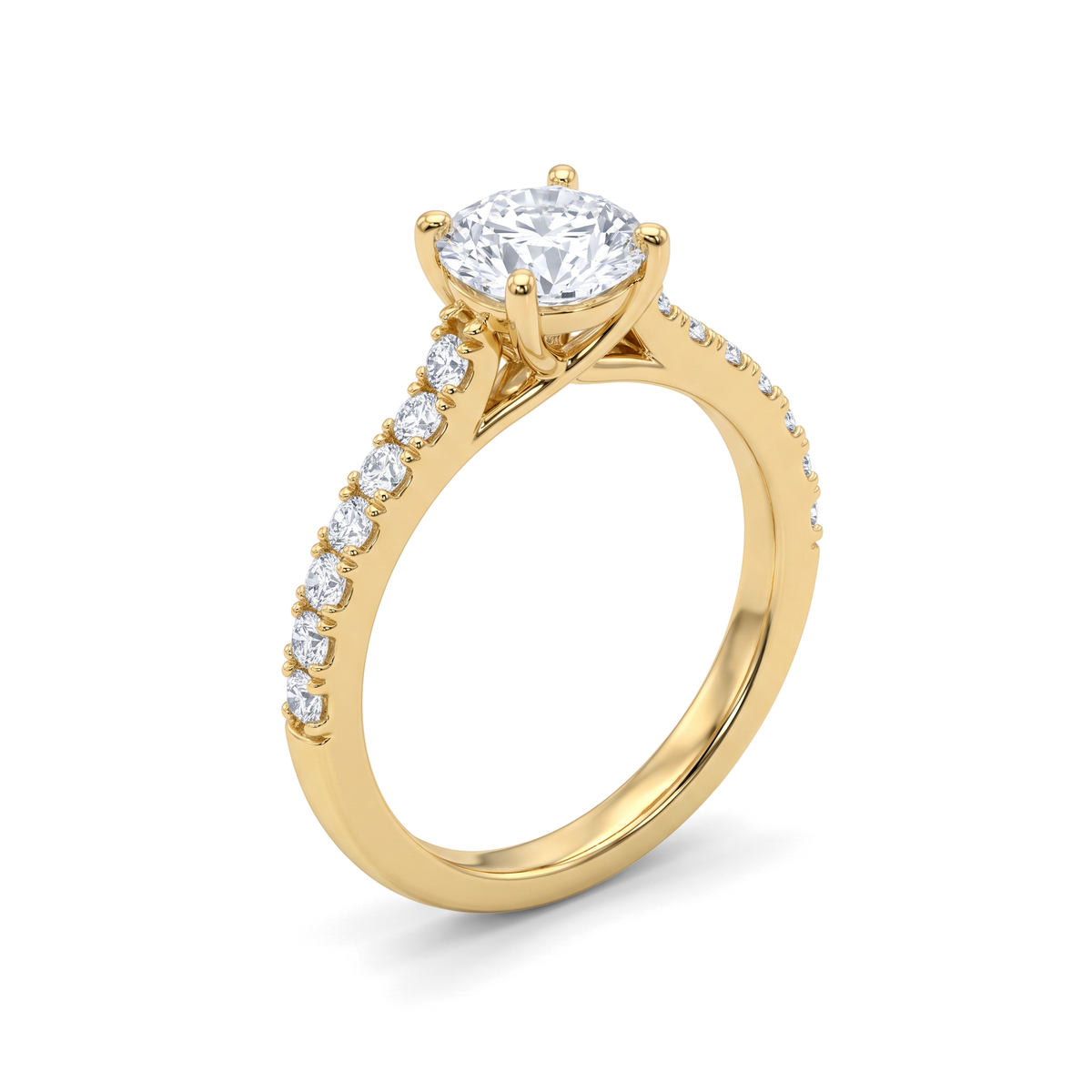 Pavé Petite Cathedral Round Solitaire Ring