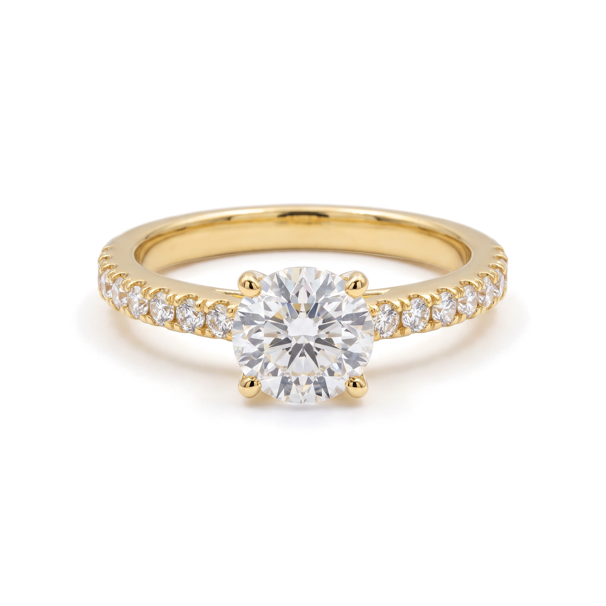 Pavé Petite Cathedral Round Solitaire Ring