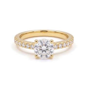 Pavé Petite Cathedral Round Solitaire Ring