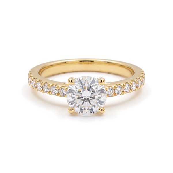 Pavé Petite Cathedral Round Solitaire Ring