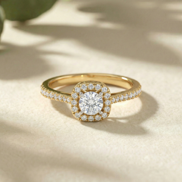 Beaded Halo Pavé Lab Grown Diamond Ring