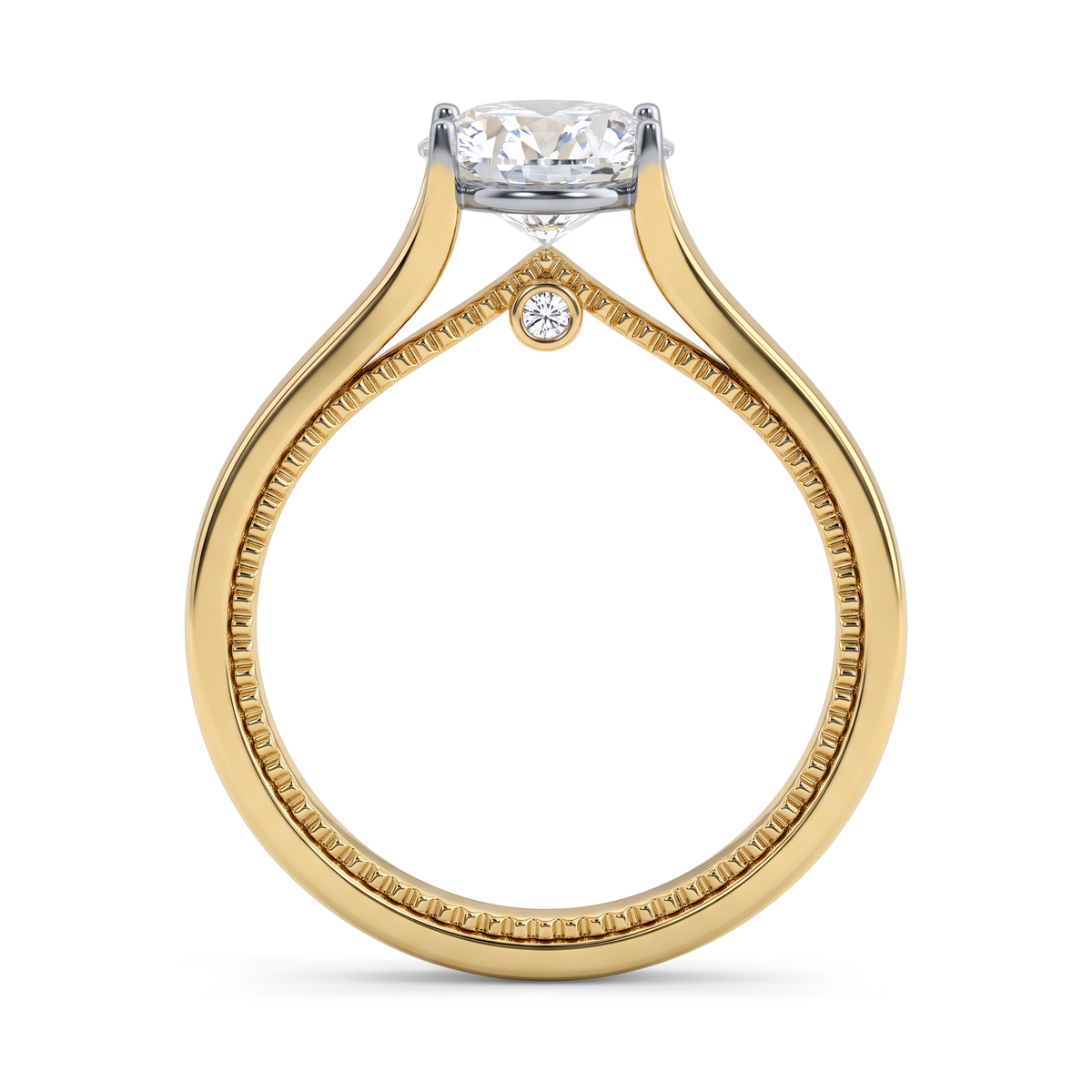 Cathedral Four-Prong Oval Solitaire with Hidden Bezel Diamond Ring