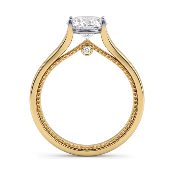 Cathedral Four-Prong Oval Solitaire with Hidden Bezel Diamond Ring