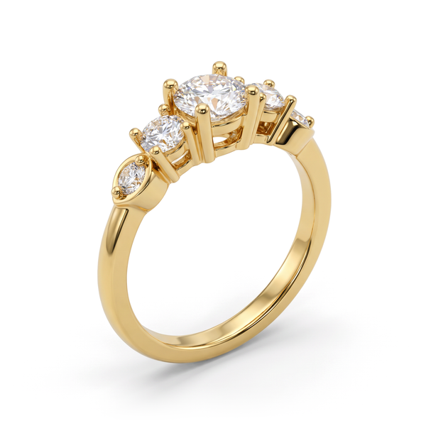 Graduated Five-Stone Round Diamond Ring