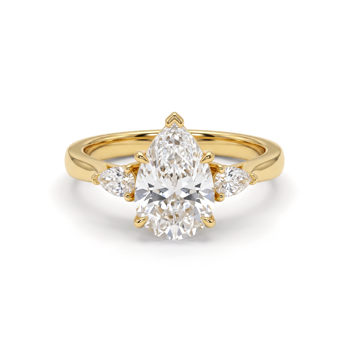 Tapered Three-Stone Pear Diamond Ring