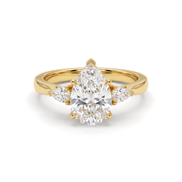 Tapered Three-Stone Pear Diamond Ring