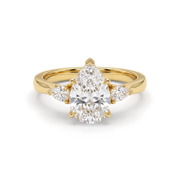 Tapered Three-Stone Pear Diamond Ring