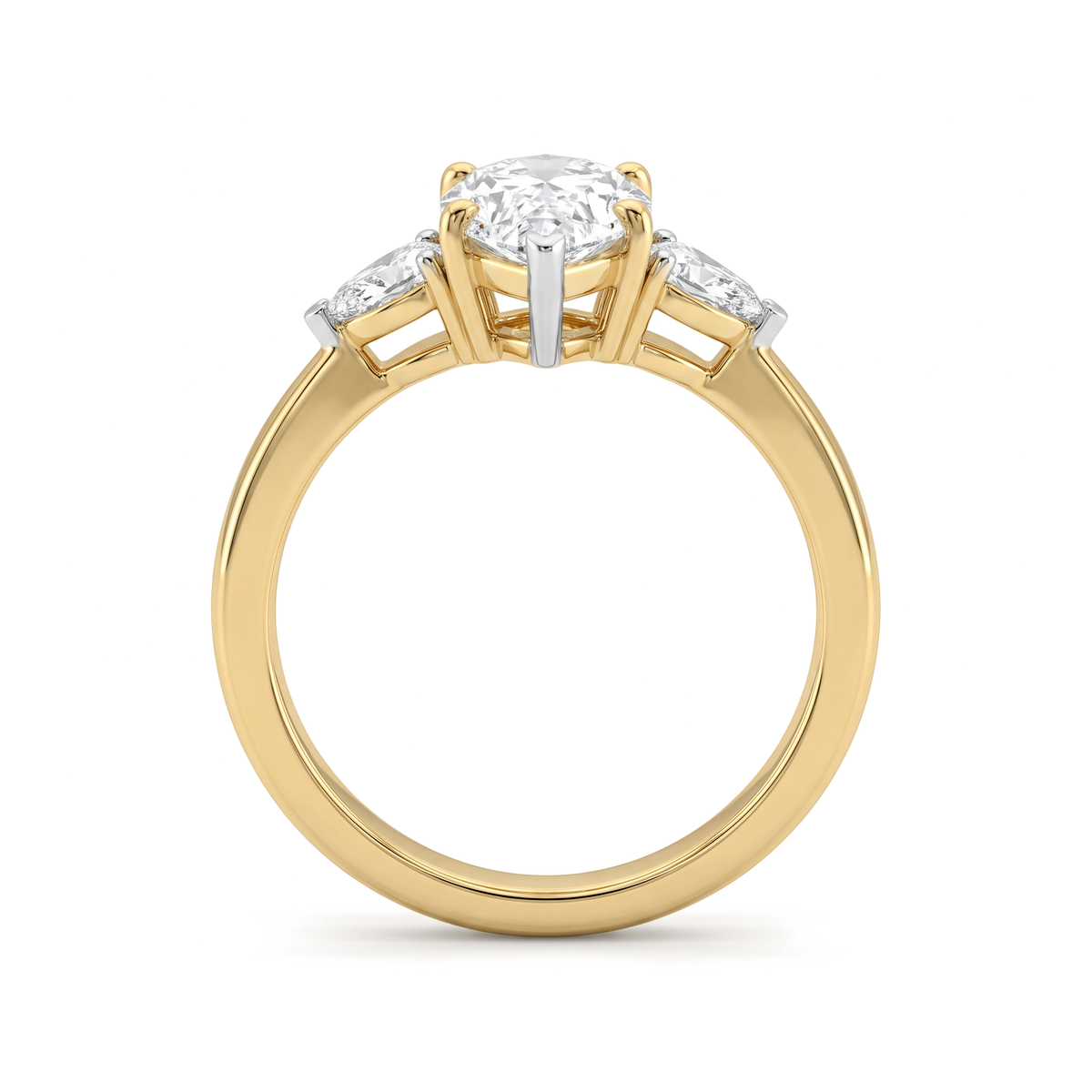 Tapered Three-Stone Pear Diamond Ring