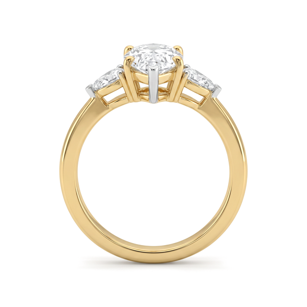 Tapered Three-Stone Pear Diamond Ring