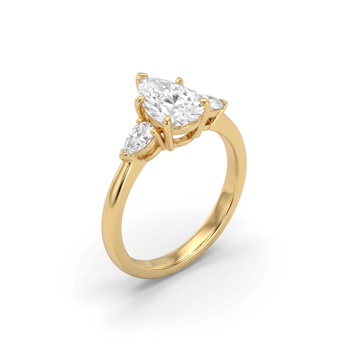 Tapered Three-Stone Pear Diamond Ring