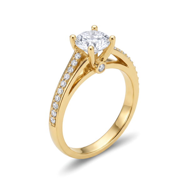 Cathedral Pavé Split Shank Round Solitaire Ring