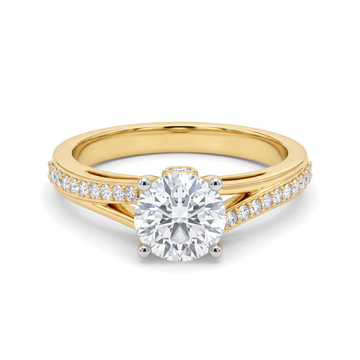 Cathedral Pavé Split Shank Round Solitaire Ring
