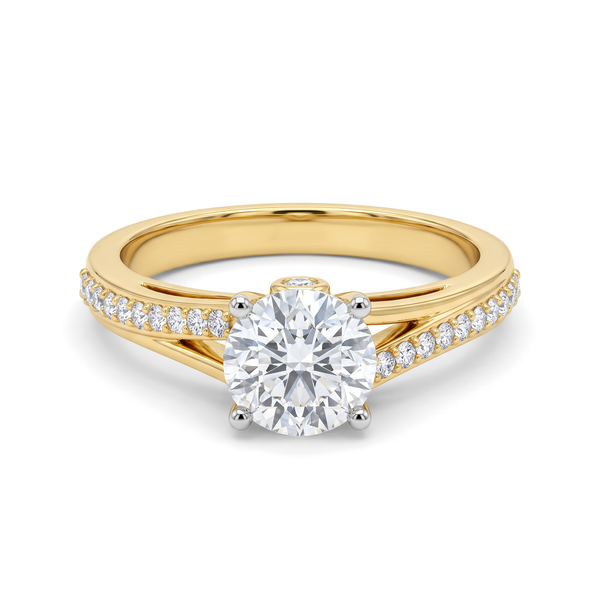 Cathedral Pavé Split Shank Round Solitaire Ring