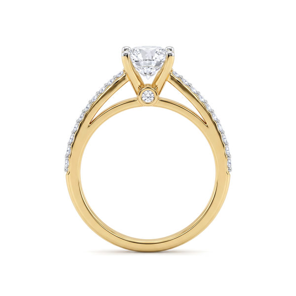 Cathedral Pavé Split Shank Round Solitaire Ring