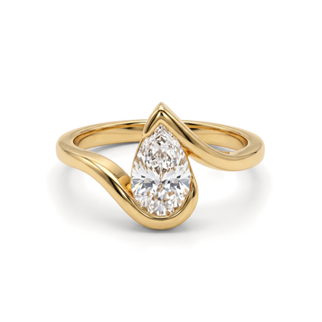 The Fluid Bypass Half-Bezel Pear Solitaire Diamond Ring