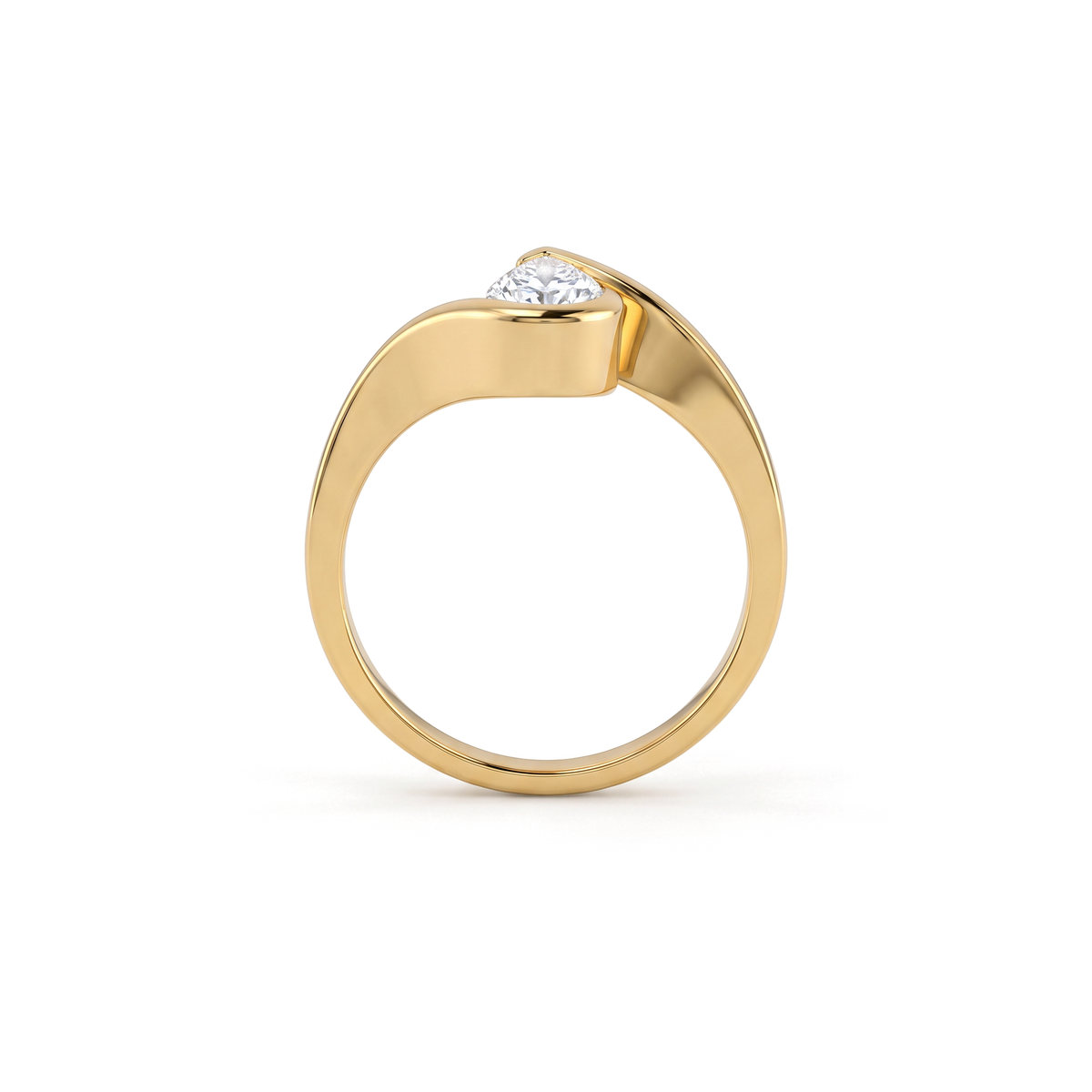 The Fluid Bypass Half-Bezel Pear Solitaire Diamond Ring