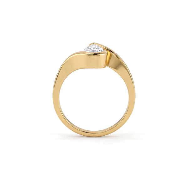 The Fluid Bypass Half-Bezel Pear Solitaire Diamond Ring