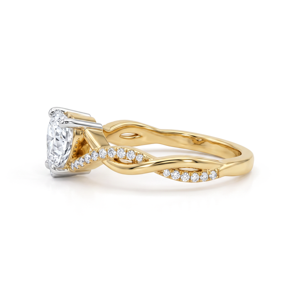 Twisted Pavé Shank Heart Solitaire Diamond Ring